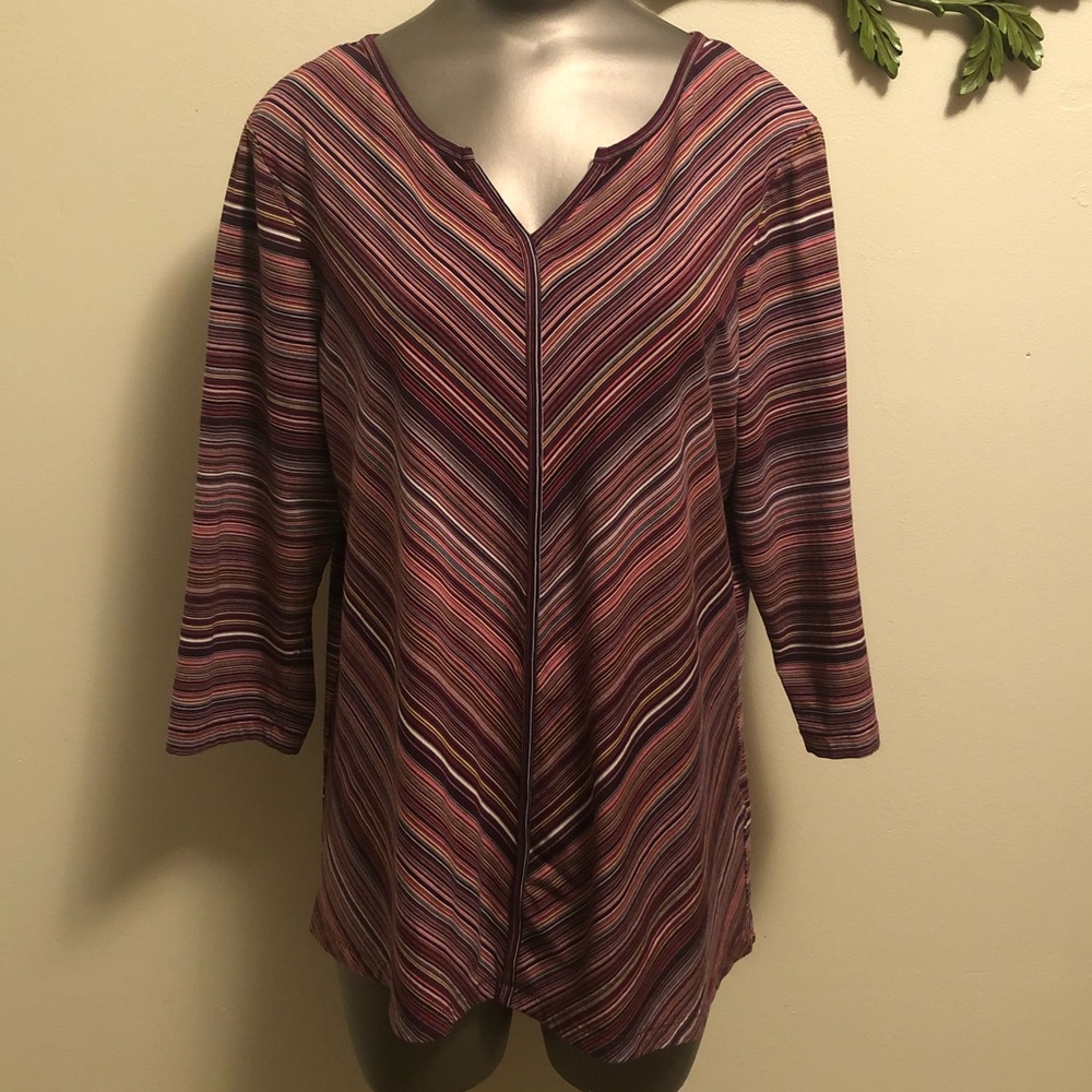 Christopher & Banks Striped 3/4 Sleeve Top XL